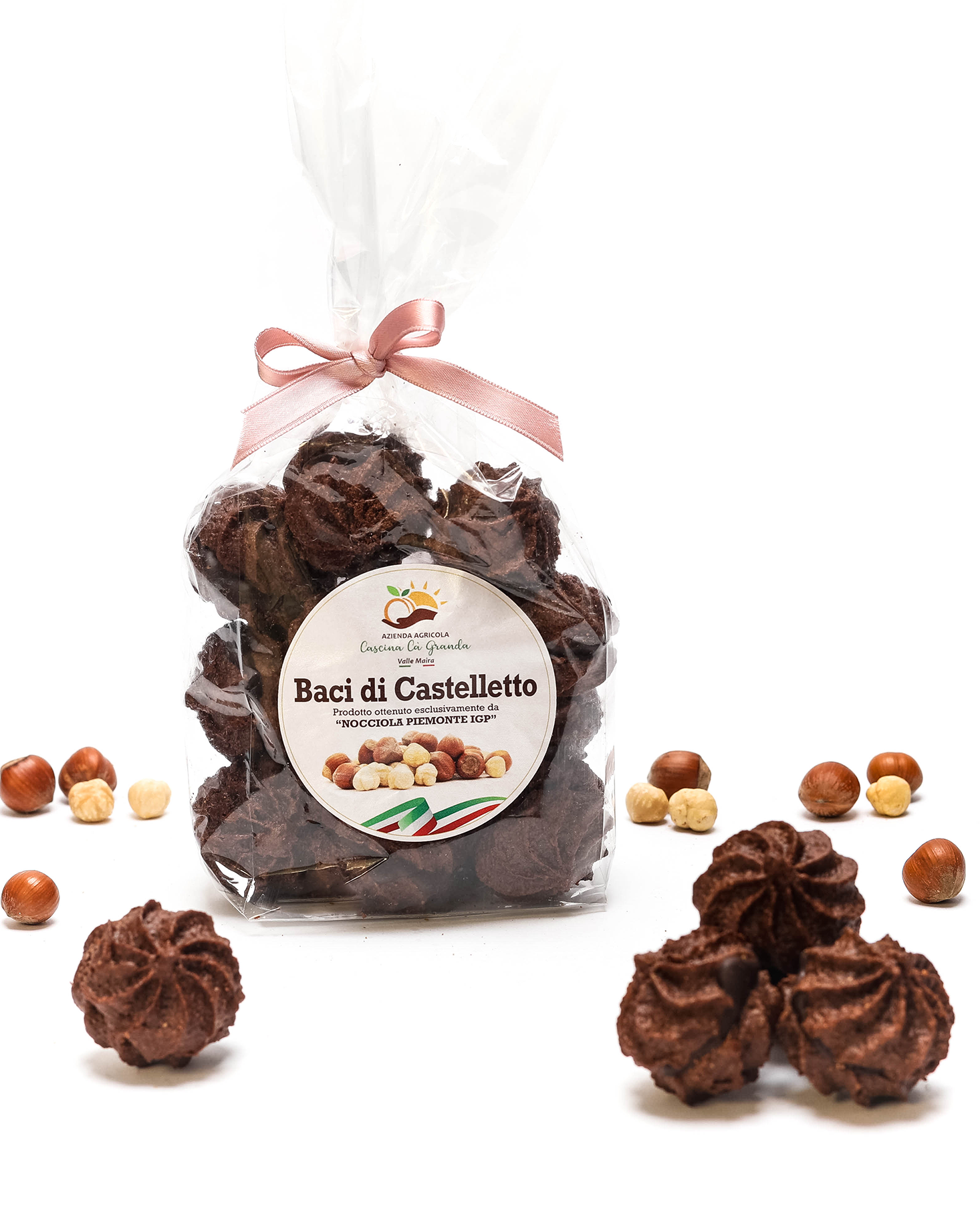 Baci di Castelletto - Biscotti con Nocciole Piemonte IGP e Cacao - Azienda agricola Cascina Cà Granda